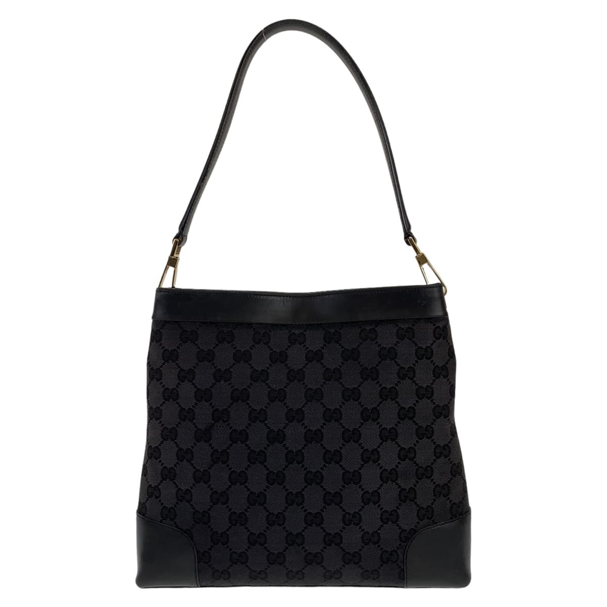 10656
GUCCI グッチ ホーボー ブラック 黒 ゴールド金具 GGキャンバス / レザー 14231 ショルダーバッグ トートバッグ  レディース