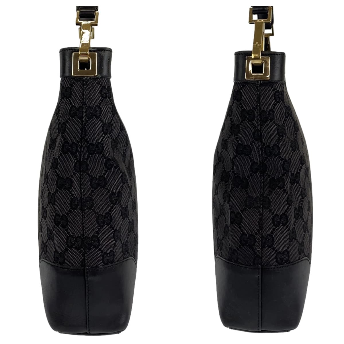 10656
GUCCI グッチ ホーボー ブラック 黒 ゴールド金具 GGキャンバス / レザー 14231 ショルダーバッグ トートバッグ  レディース