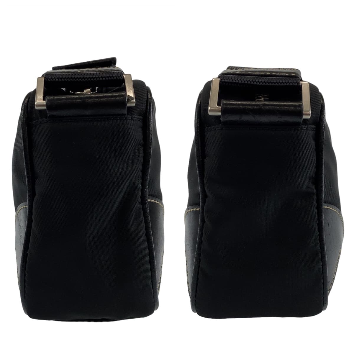 PRADA Tessuto Triangle Logo Plate Black Silver Hardware Nylon Shoulder Bag Crossbody Women's