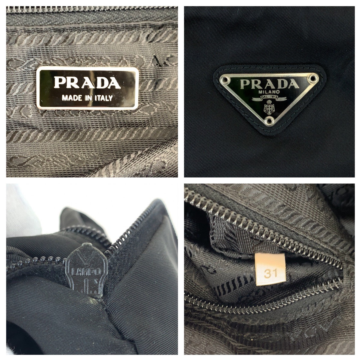 10660
PRADA プラダ テスート 三角ロゴプレート ブラック シルバー金具 ナイロン ハンドバッグ トートバッグ  レディース