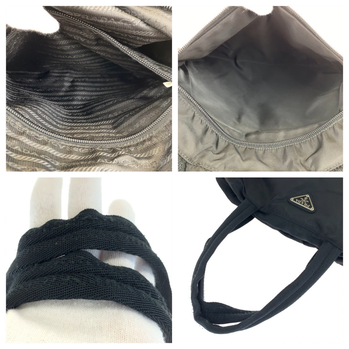 10660
PRADA プラダ テスート 三角ロゴプレート ブラック シルバー金具 ナイロン ハンドバッグ トートバッグ  レディース