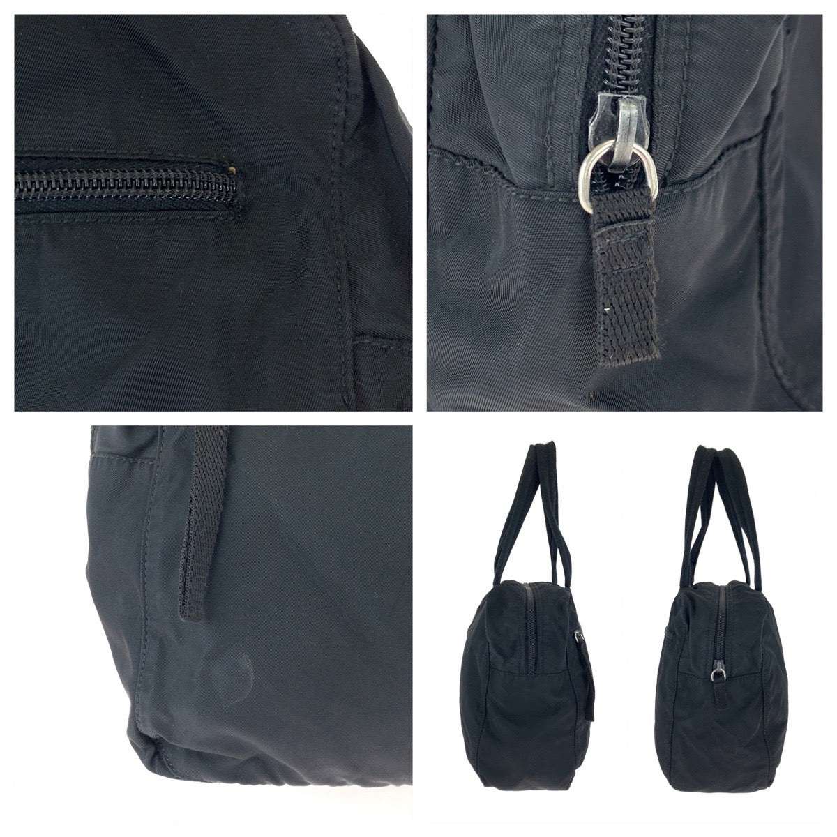 10660
PRADA プラダ テスート 三角ロゴプレート ブラック シルバー金具 ナイロン ハンドバッグ トートバッグ  レディース