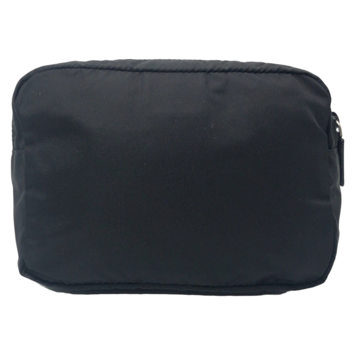 PRADA Prada Tessuto Triangle Logo Black Silver Hardware Nylon Pouch Accessory Pouch Women's