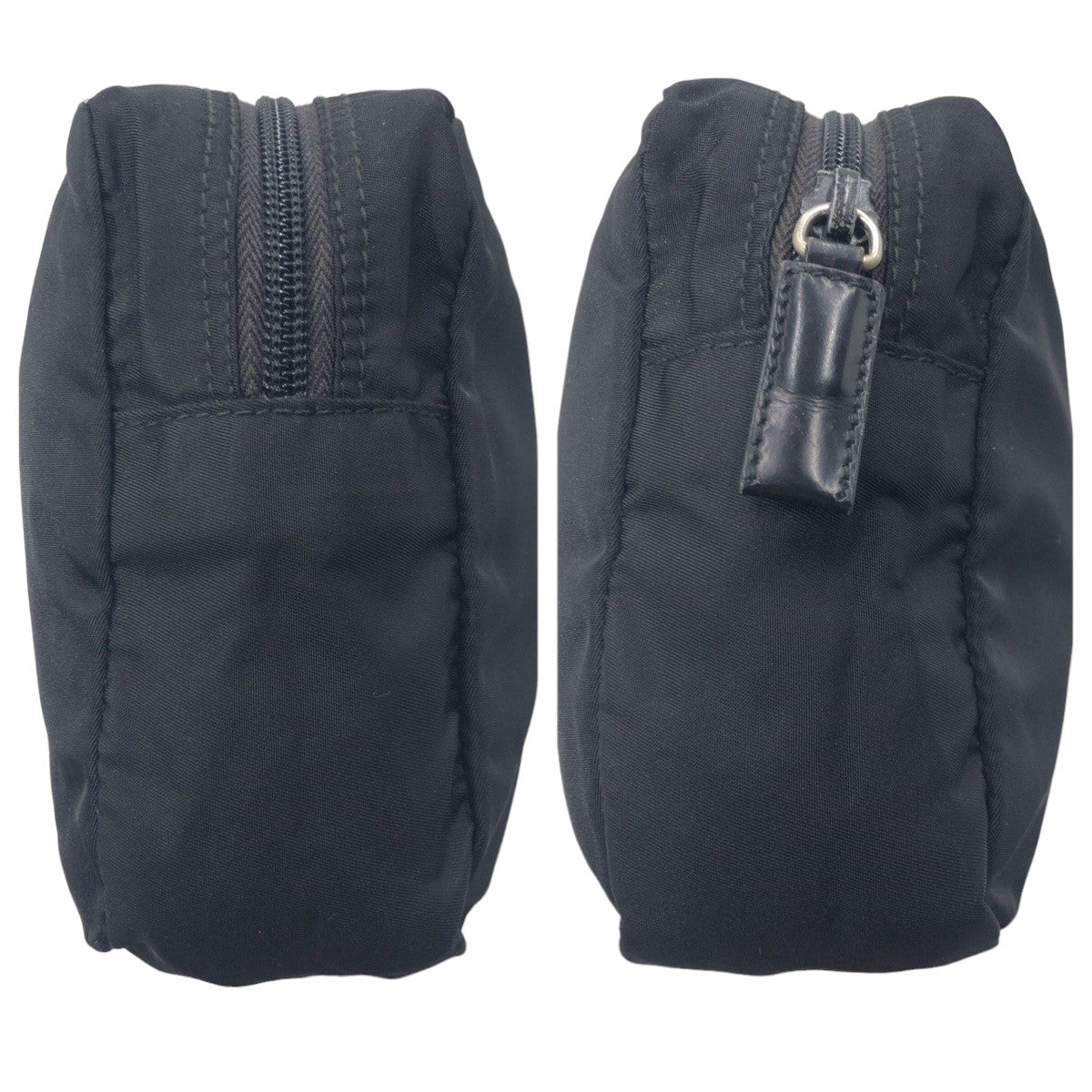 PRADA Prada Tessuto Triangle Logo Black Silver Hardware Nylon Pouch Accessory Pouch Women's
