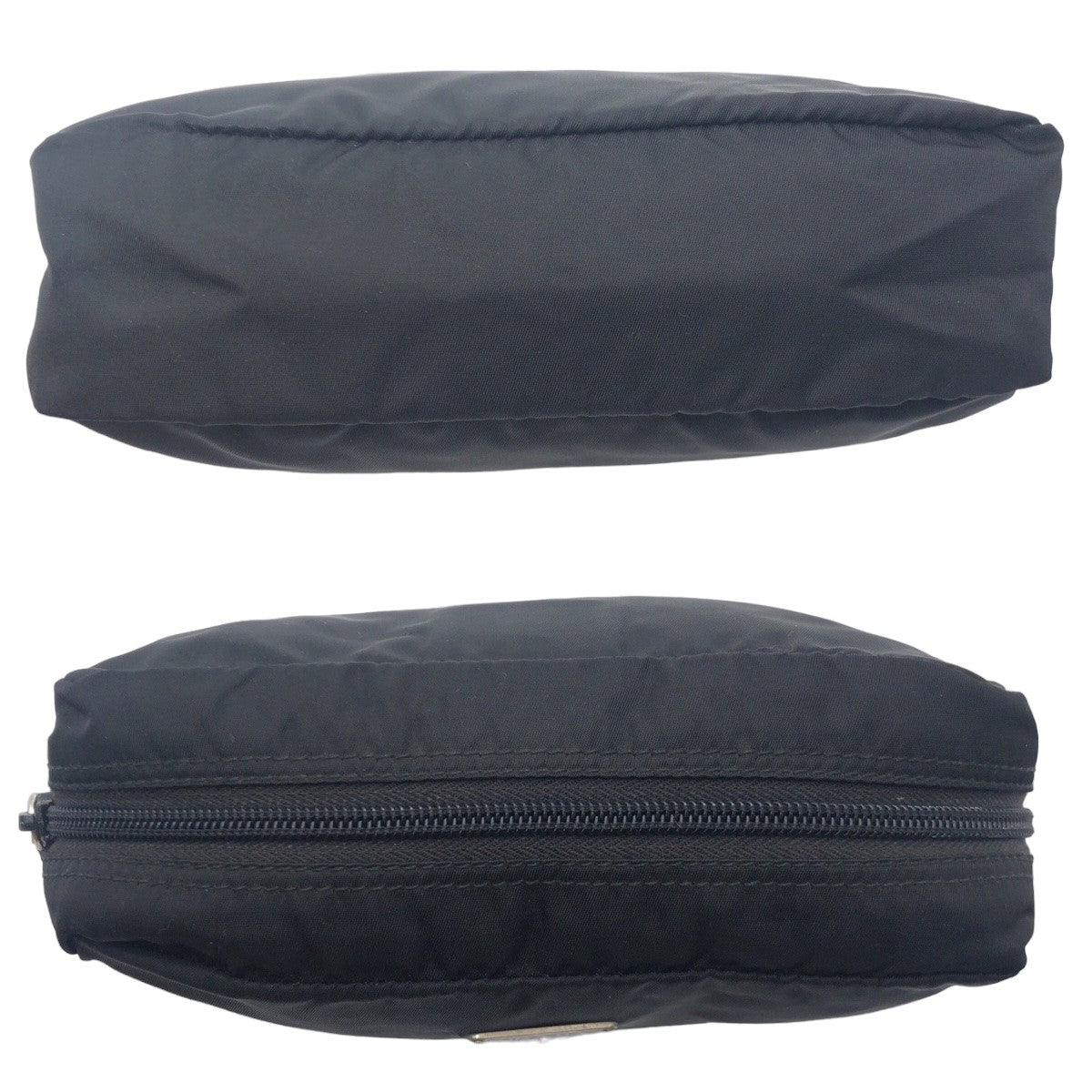 PRADA Prada Tessuto Triangle Logo Black Silver Hardware Nylon Pouch Accessory Pouch Women's
