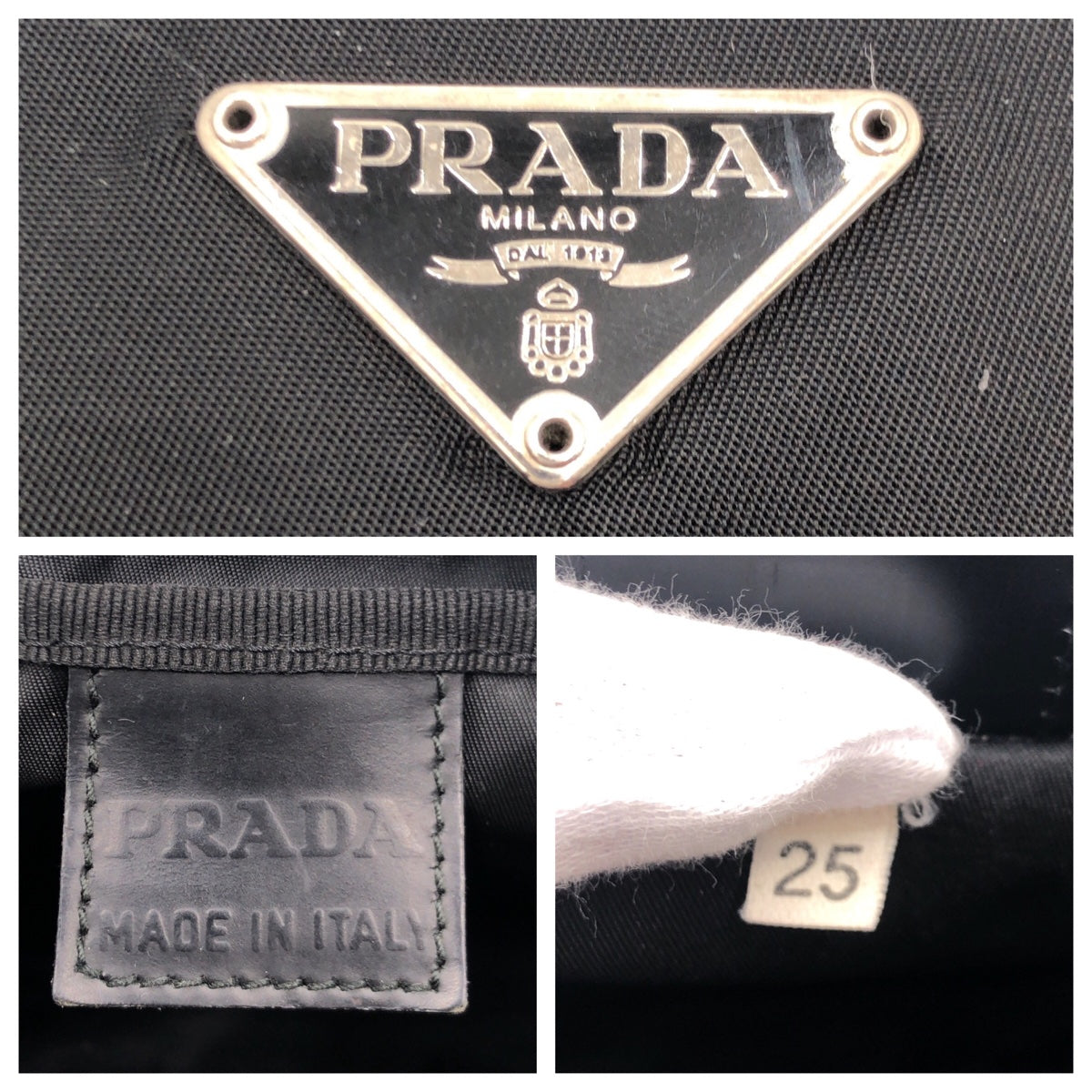 PRADA Prada Tessuto Triangle Logo Black Silver Hardware Nylon Pouch Accessory Pouch Women's