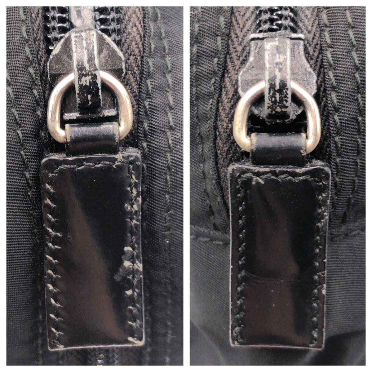 PRADA Prada Tessuto Triangle Logo Black Silver Hardware Nylon Pouch Accessory Pouch Women's