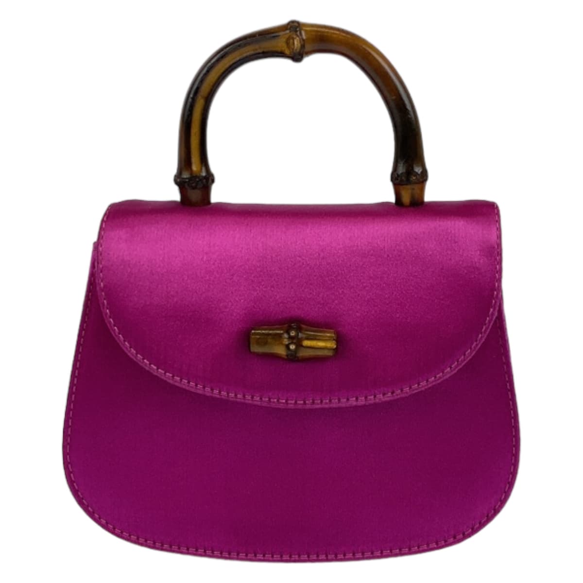 GUCCI グッチ バンブー パープル 紫 ゴールド金具 サテン ミニバッグ ハンドバッグ 斜め掛け 2WAY  レディース
