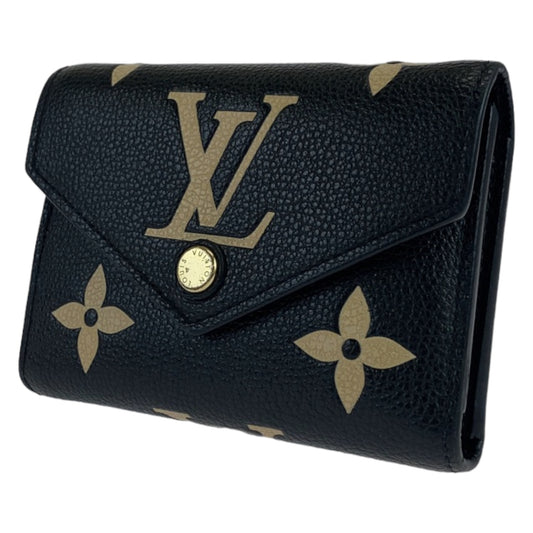 LOUIS VUITTON ルイヴィトン バイカラー モノグラム アンプラント ポルトフォイユ ヴィクトリーヌ ノワール ブラック 黒 ベージュ レザー M80968 三つ折り財布 コンパクトウォレット  レディース