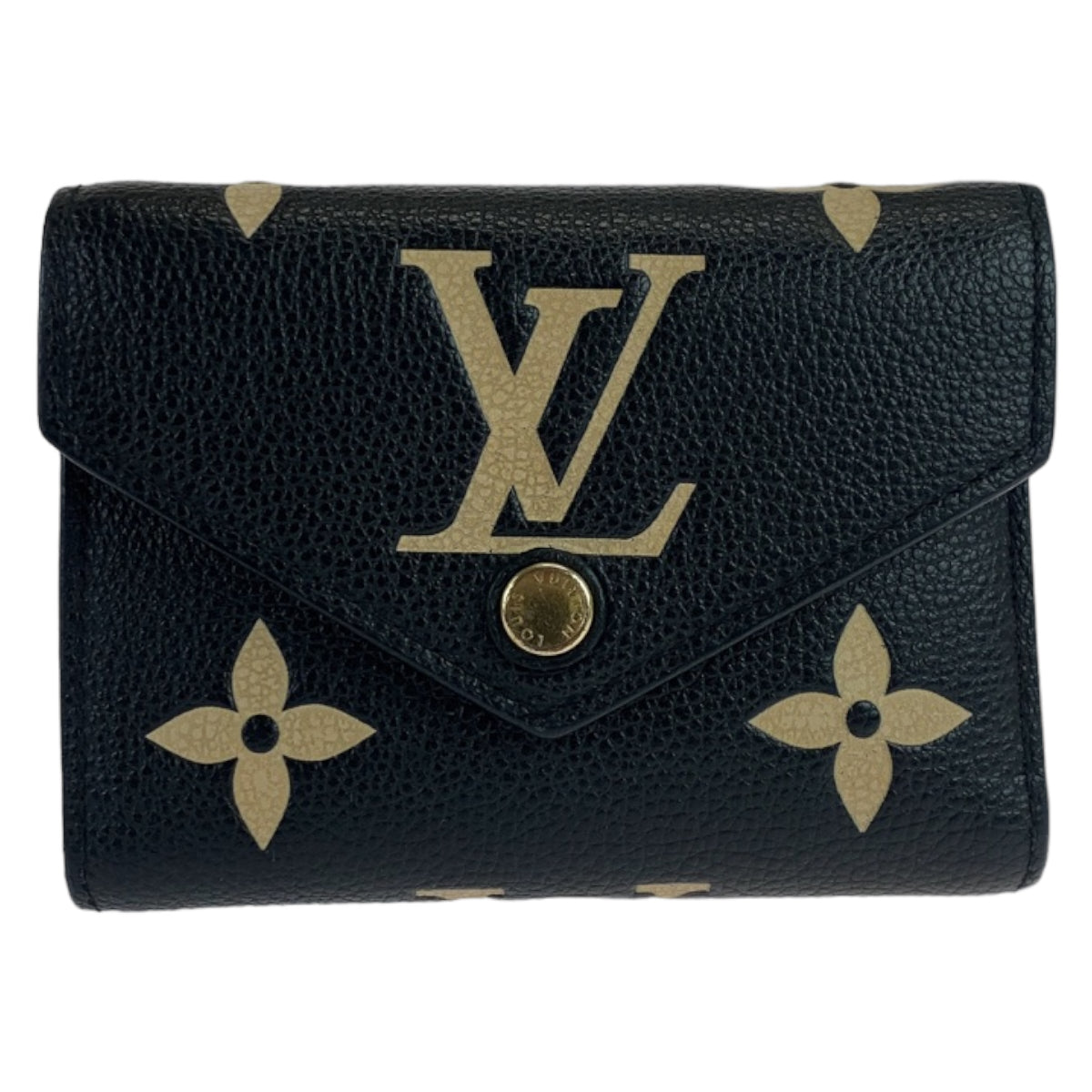 LOUIS VUITTON ルイヴィトン バイカラー モノグラム アンプラント ポルトフォイユ ヴィクトリーヌ ノワール ブラック 黒 ベージュ レザー M80968 三つ折り財布 コンパクトウォレット  レディース