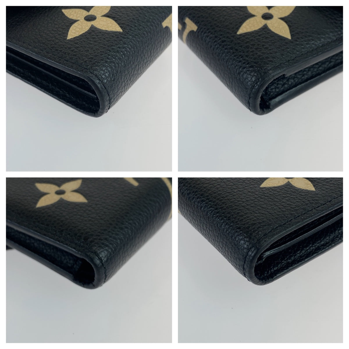 LOUIS VUITTON ルイヴィトン バイカラー モノグラム アンプラント ポルトフォイユ ヴィクトリーヌ ノワール ブラック 黒 ベージュ レザー M80968 三つ折り財布 コンパクトウォレット  レディース