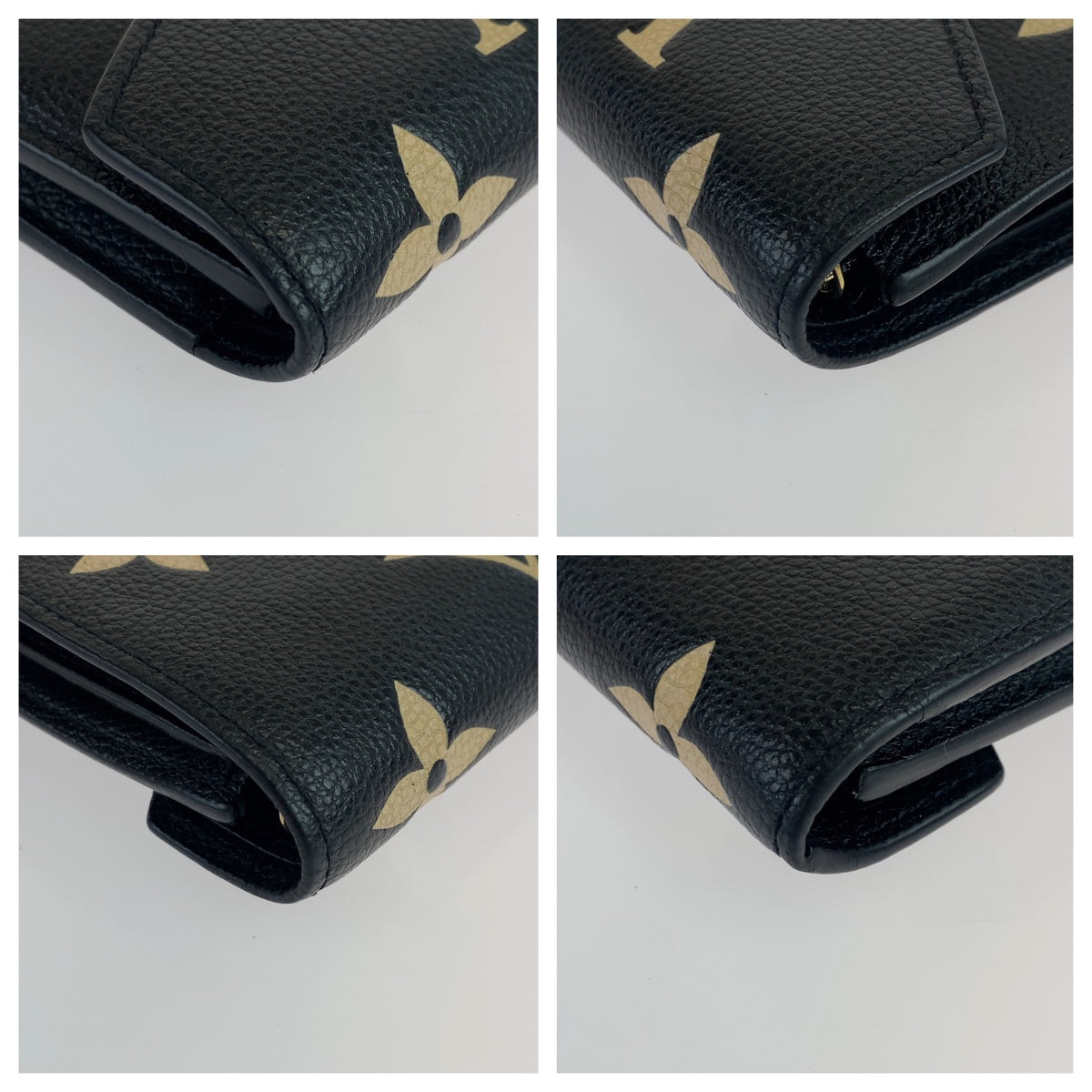 LOUIS VUITTON ルイヴィトン バイカラー モノグラム アンプラント ポルトフォイユ ヴィクトリーヌ ノワール ブラック 黒 ベージュ レザー M80968 三つ折り財布 コンパクトウォレット  レディース