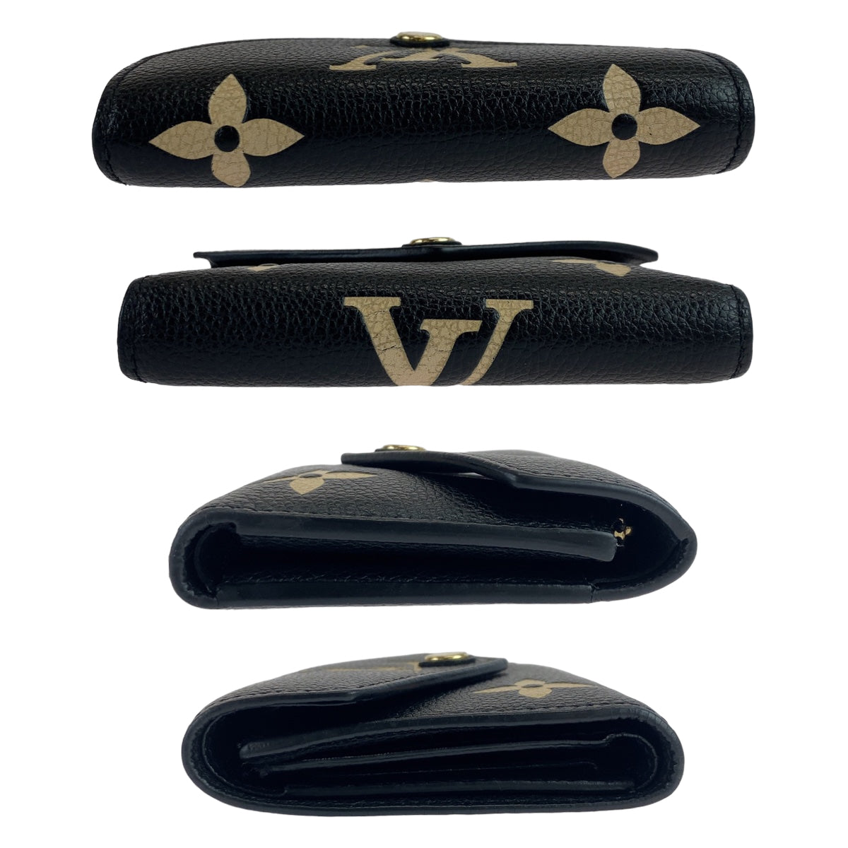 LOUIS VUITTON ルイヴィトン バイカラー モノグラム アンプラント ポルトフォイユ ヴィクトリーヌ ノワール ブラック 黒 ベージュ レザー M80968 三つ折り財布 コンパクトウォレット  レディース