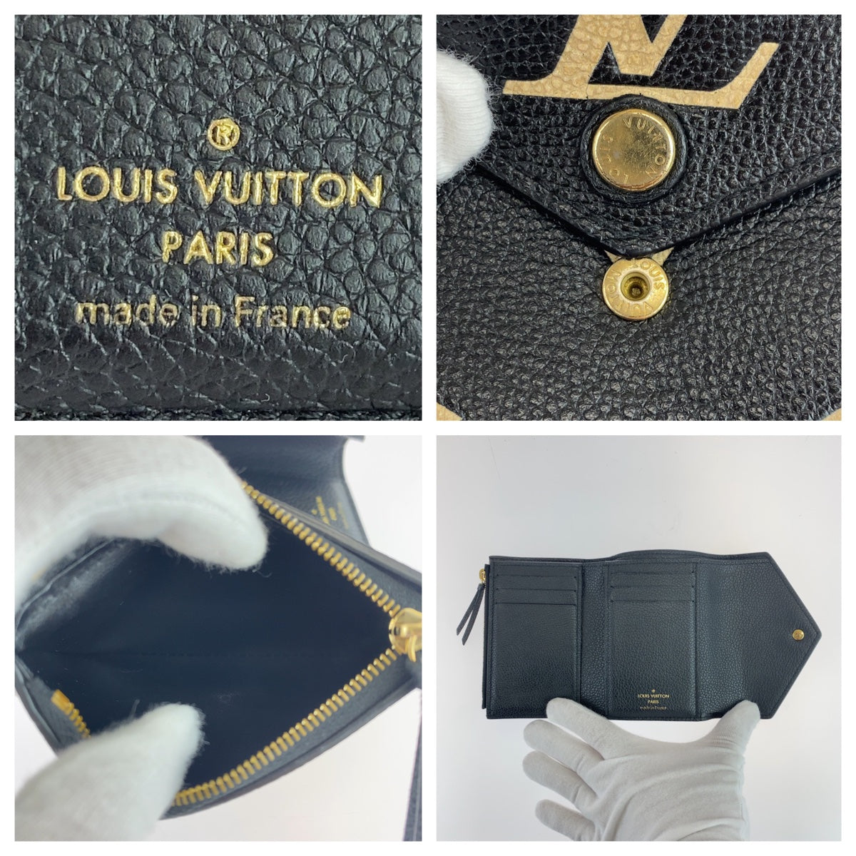 LOUIS VUITTON ルイヴィトン バイカラー モノグラム アンプラント ポルトフォイユ ヴィクトリーヌ ノワール ブラック 黒 ベージュ レザー M80968 三つ折り財布 コンパクトウォレット  レディース