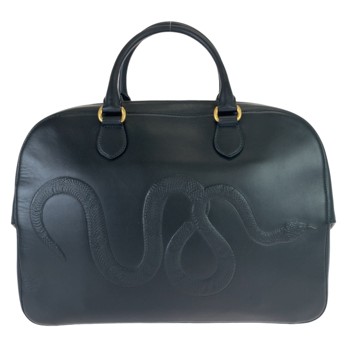 GUCCI グッチ スネーク ブラック 黒 ゴールド金具 レザー 450999 ボストンバッグ ハンドバッグ ビジネスバッグ  メンズ