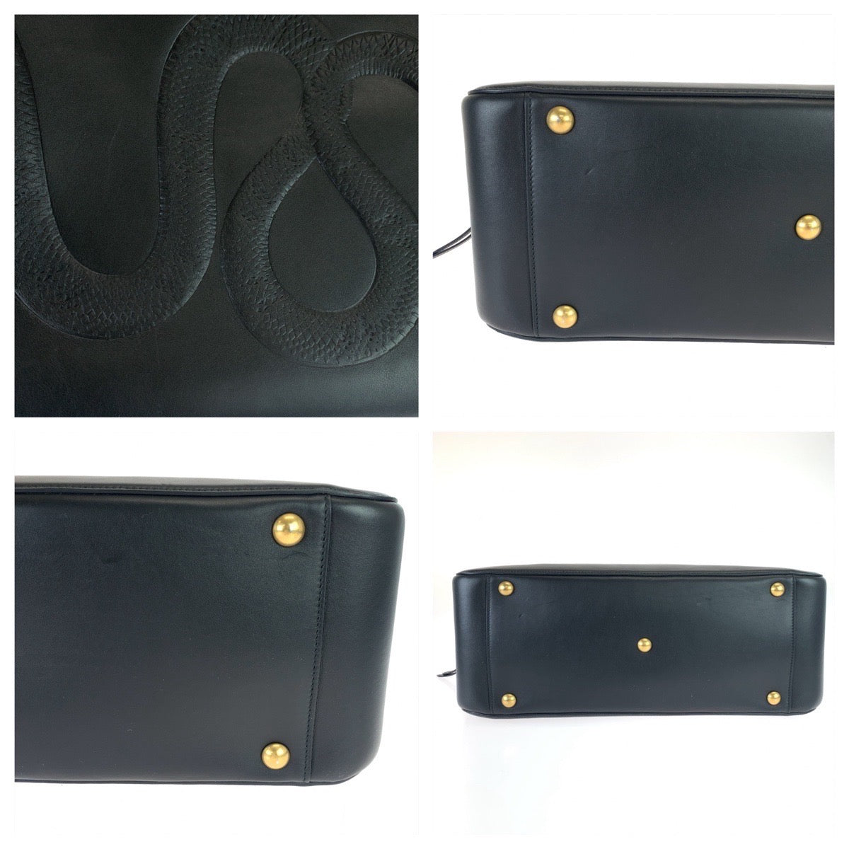 GUCCI グッチ スネーク ブラック 黒 ゴールド金具 レザー 450999 ボストンバッグ ハンドバッグ ビジネスバッグ  メンズ