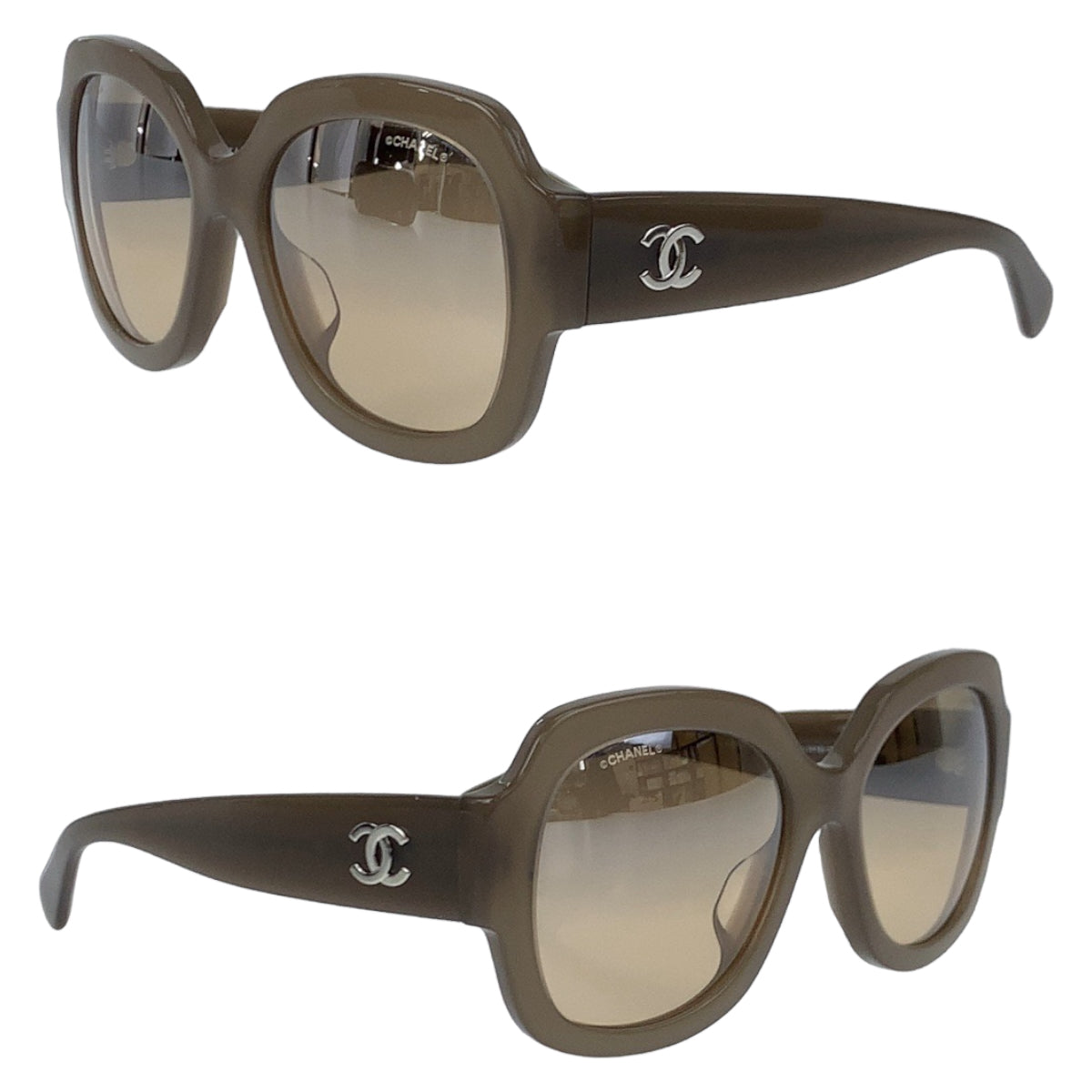 10666
CHANEL シャネル ココマーク グレー グレージュ シルバー金具 プラスチック 5373-A c.1416/3D 57□19 140 2N サングラス ミラーレンズ バタフライ  レディース