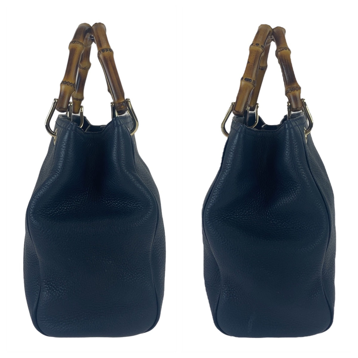 GUCCI グッチ バンブー ショッパースモール ネイビー 紺色 ゴールド金具 レザー 336032 ショルダーバッグ ハンドバッグ 2way  レディース