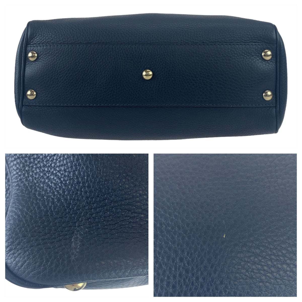 GUCCI グッチ バンブー ショッパースモール ネイビー 紺色 ゴールド金具 レザー 336032 ショルダーバッグ ハンドバッグ 2way  レディース