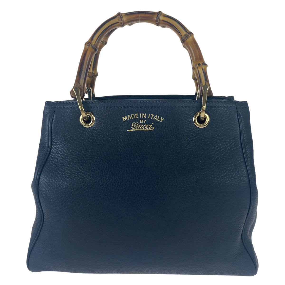 GUCCI グッチ バンブー ショッパースモール ネイビー 紺色 ゴールド金具 レザー 336032 ショルダーバッグ ハンドバッグ 2way  レディース