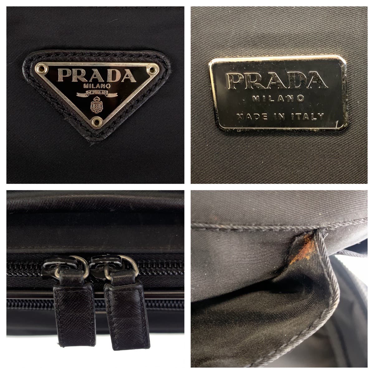 PRADA Tessuto Triangle Logo Black Silver Hardware Nylon Briefcase A4 Size 2WAY Men's