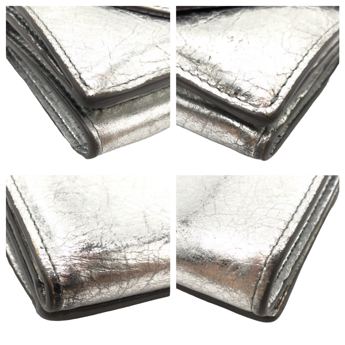 10683
BALENCIAGA バレンシアガ ペーパー 男女兼用 シルバー シルバー金具 レザー 391446 1414 折財布 コンパクトウォレット  メンズ