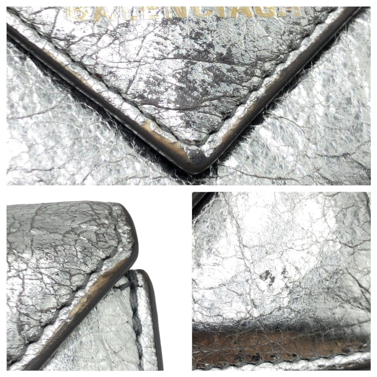 10683
BALENCIAGA バレンシアガ ペーパー 男女兼用 シルバー シルバー金具 レザー 391446 1414 折財布 コンパクトウォレット  メンズ