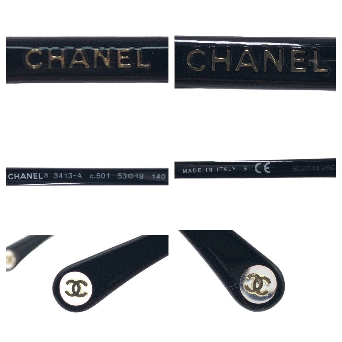 CHANEL シャネル ココマーク ブラック 黒 プラスチック BC27030450 3413-A c.501 53□10 140 メガネ サングラス  レディース