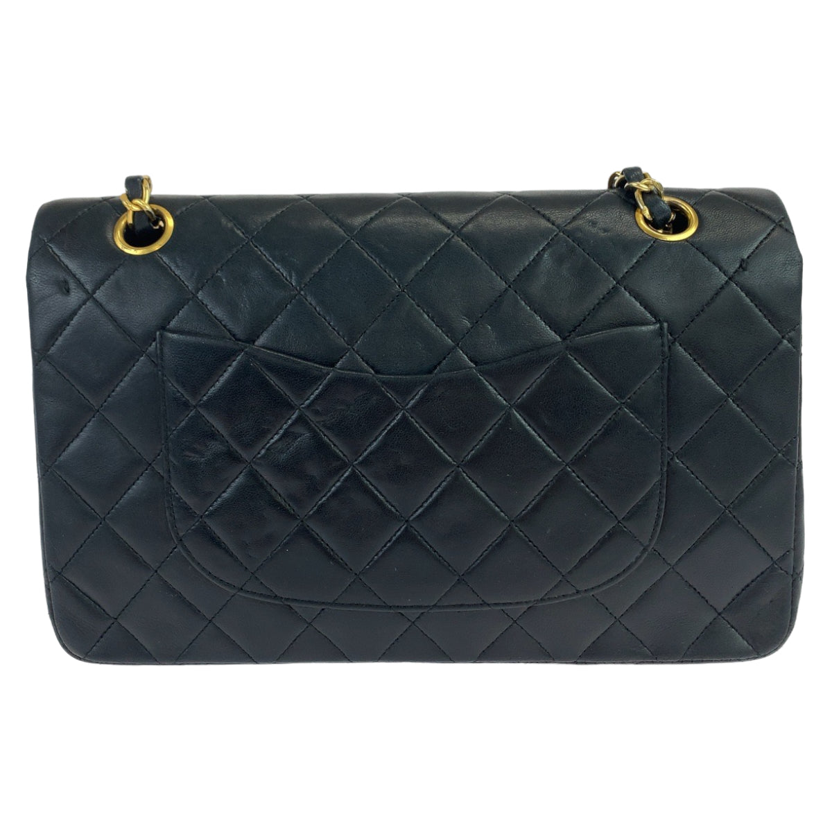 CHANEL シャネル ヴィンテージ マトラッセ25 ダブルフラップ ココマーク ターンロック ブラック 黒 ゴールド金具 ラムスキン チェーンショルダー 肩掛け  レディース