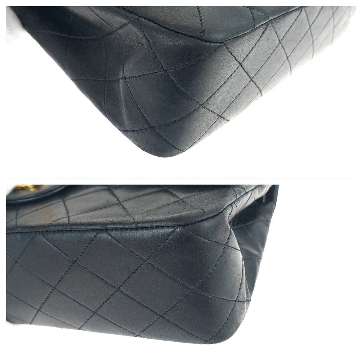 CHANEL シャネル ヴィンテージ マトラッセ25 ダブルフラップ ココマーク ターンロック ブラック 黒 ゴールド金具 ラムスキン チェーンショルダー 肩掛け  レディース