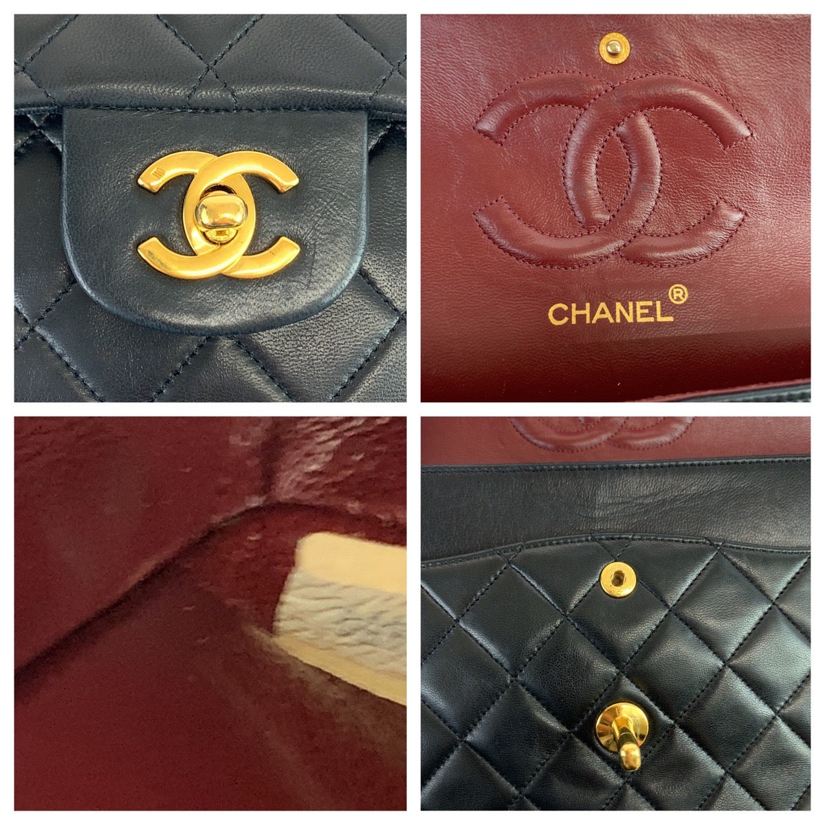CHANEL シャネル ヴィンテージ マトラッセ25 ダブルフラップ ココマーク ターンロック ブラック 黒 ゴールド金具 ラムスキン チェーンショルダー 肩掛け  レディース