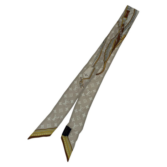 10693
LOUIS VUITTON ルイヴィトン モノグラム バンドー ベージュ マルチカラー シルク M77777 スカーフ リボン  レディース