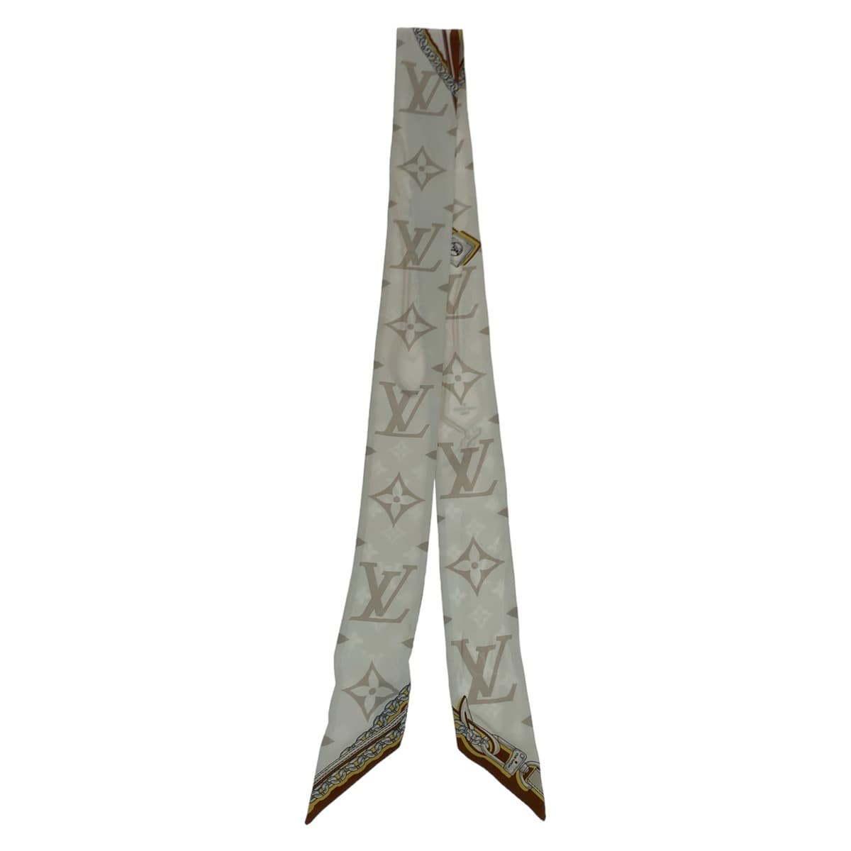 10693
LOUIS VUITTON ルイヴィトン モノグラム バンドー ベージュ マルチカラー シルク M77777 スカーフ リボン  レディース