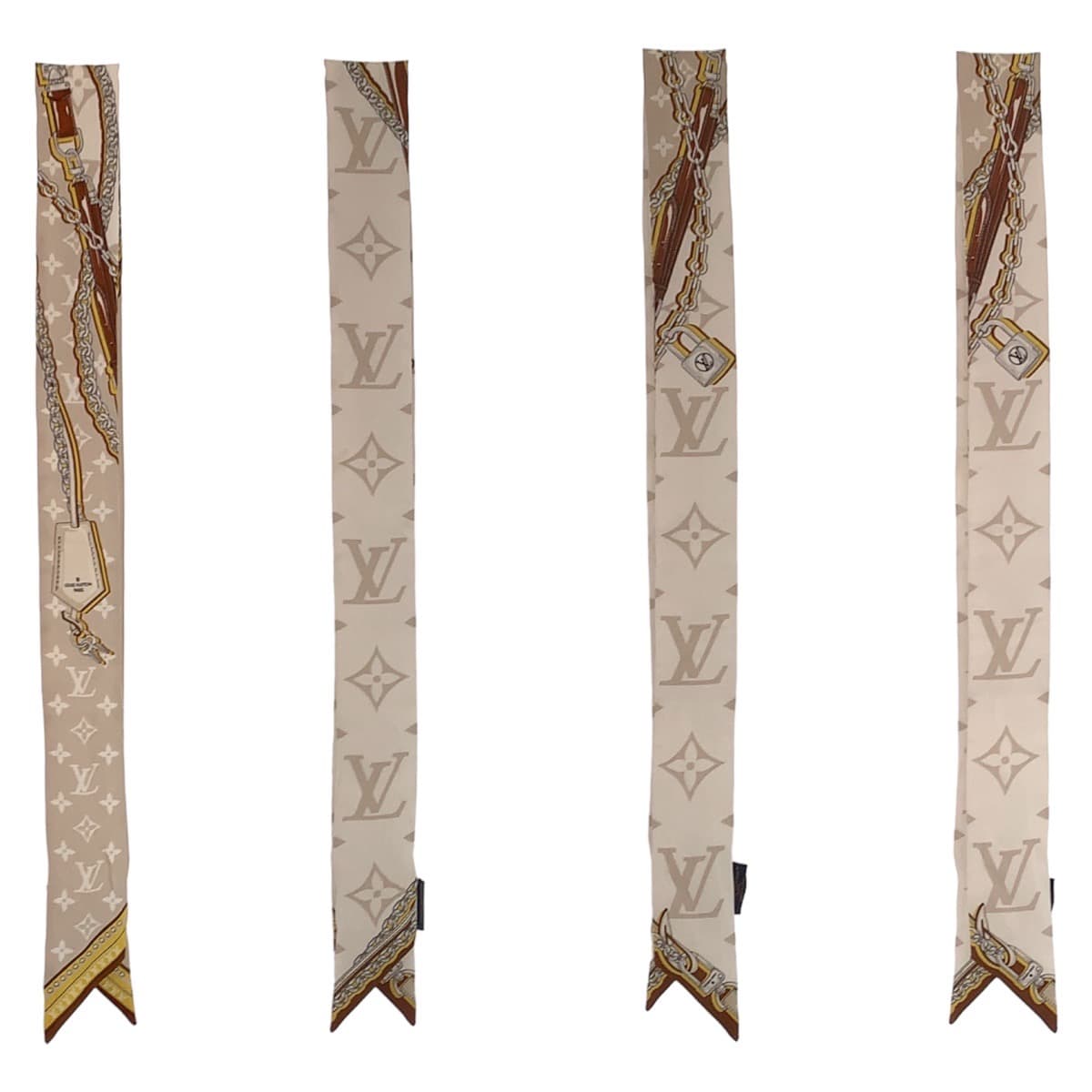 10693
LOUIS VUITTON ルイヴィトン モノグラム バンドー ベージュ マルチカラー シルク M77777 スカーフ リボン  レディース