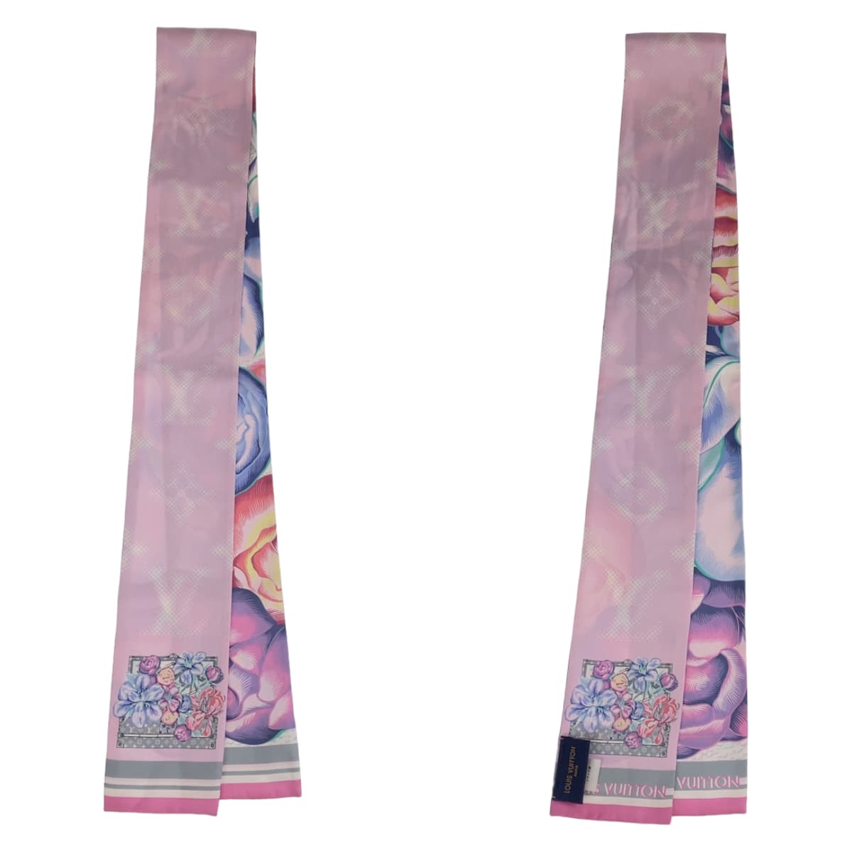 10696
LOUIS VUITTON ルイヴィトン バンドー マルフルール ピンク ブルー シルク M76969 スカーフ 花柄  レディース