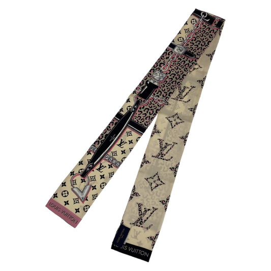 LOUIS VUITTON ルイヴィトン バンドー ワイルド アット ハート ベージュ 薄茶色 ピンク マルチカラー シルク M00418 スカーフ ハンドル巻き リボン  レディース
