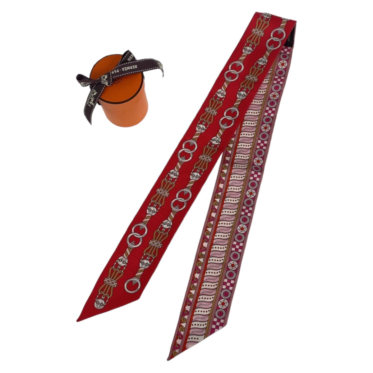 10703
 
HERMES Twilly HARNAIS EN ROSACE Red Pink Multicolor Silk Scarf Ribbon Women's