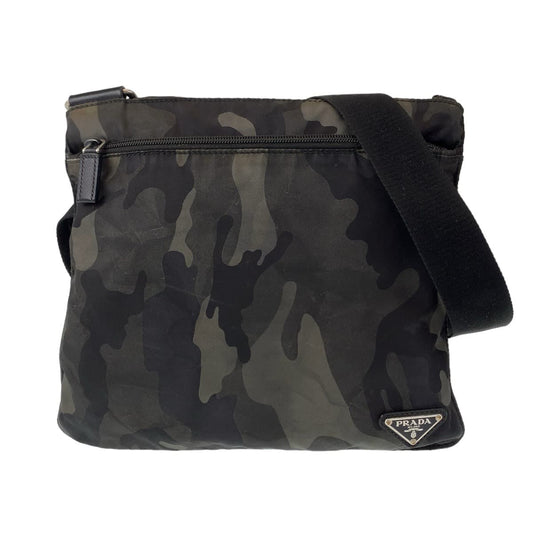 PRADA Tessuto Camouflage Khaki Green Silver Hardware Nylon Shoulder Bag Crossbody Bag for Men