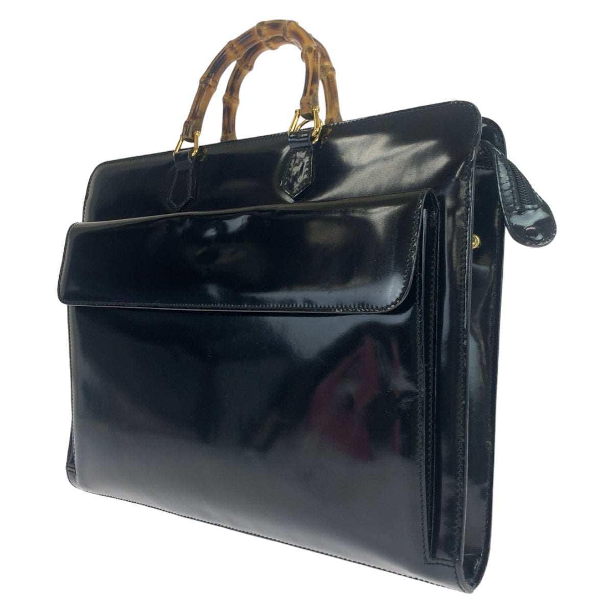 GUCCI グッチ バンブー ブラック 黒 ゴールド金具 パテントレザー 1529593675 ビジネスバッグ ブリーフケース A4収納  メンズ