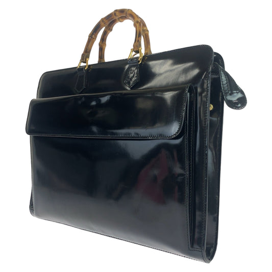 GUCCI グッチ バンブー ブラック 黒 ゴールド金具 パテントレザー 1529593675 ビジネスバッグ ブリーフケース A4収納  メンズ
