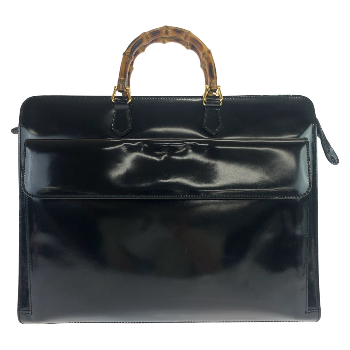 GUCCI グッチ バンブー ブラック 黒 ゴールド金具 パテントレザー 1529593675 ビジネスバッグ ブリーフケース A4収納  メンズ