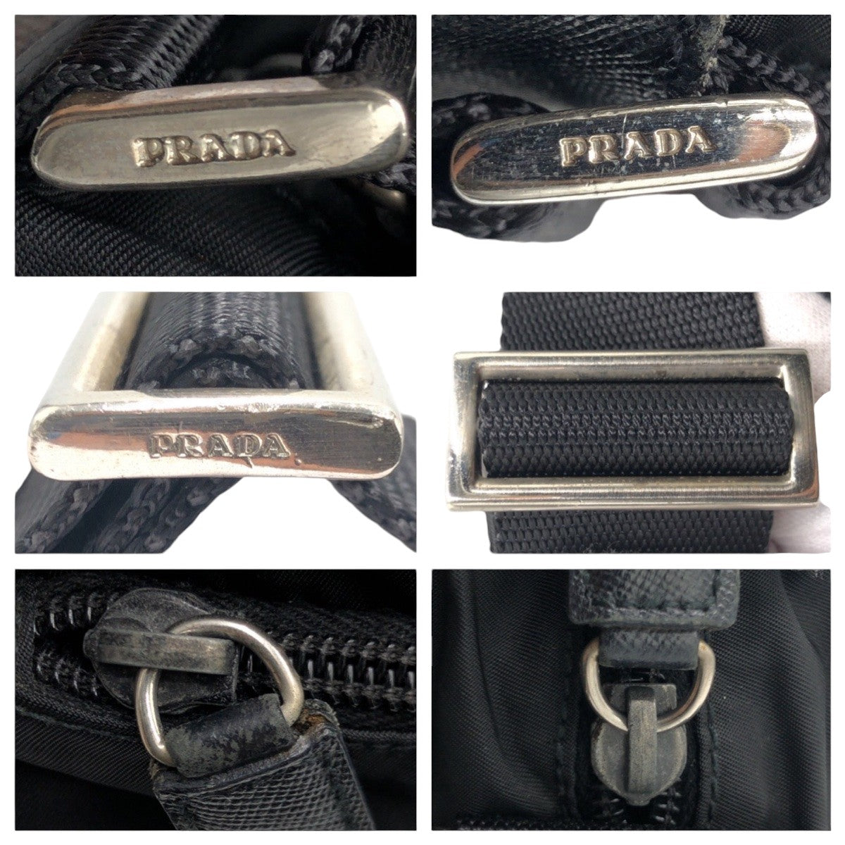 12516
 PRADA Tessuto Triangle Logo Unisex Black Silver Hardware Nylon Crossbody Shoulder Bag Messenger Bag Men's