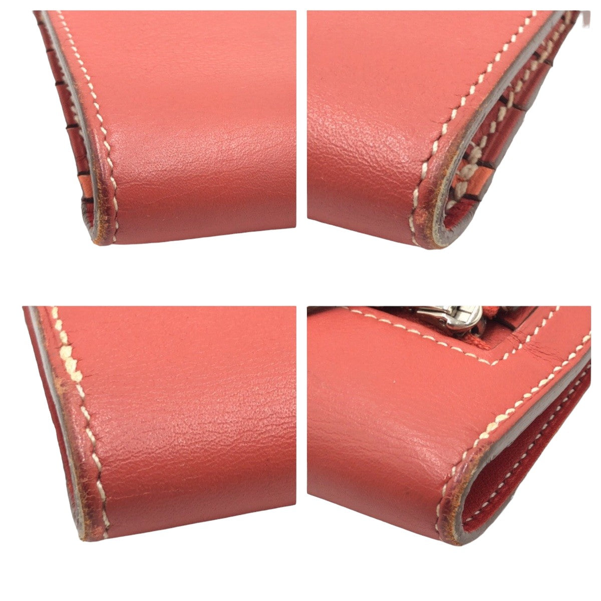 10729
 
HERMES Dogon Long Red Sanguine Crevette Leather Long Wallet O Stamp Women's