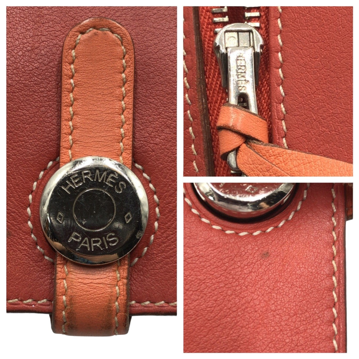 10729
HERMES エルメス ドゴンロング レッド サンギーヌ クレヴェット レザー 長財布 ロングウォレット □O刻印  レディース