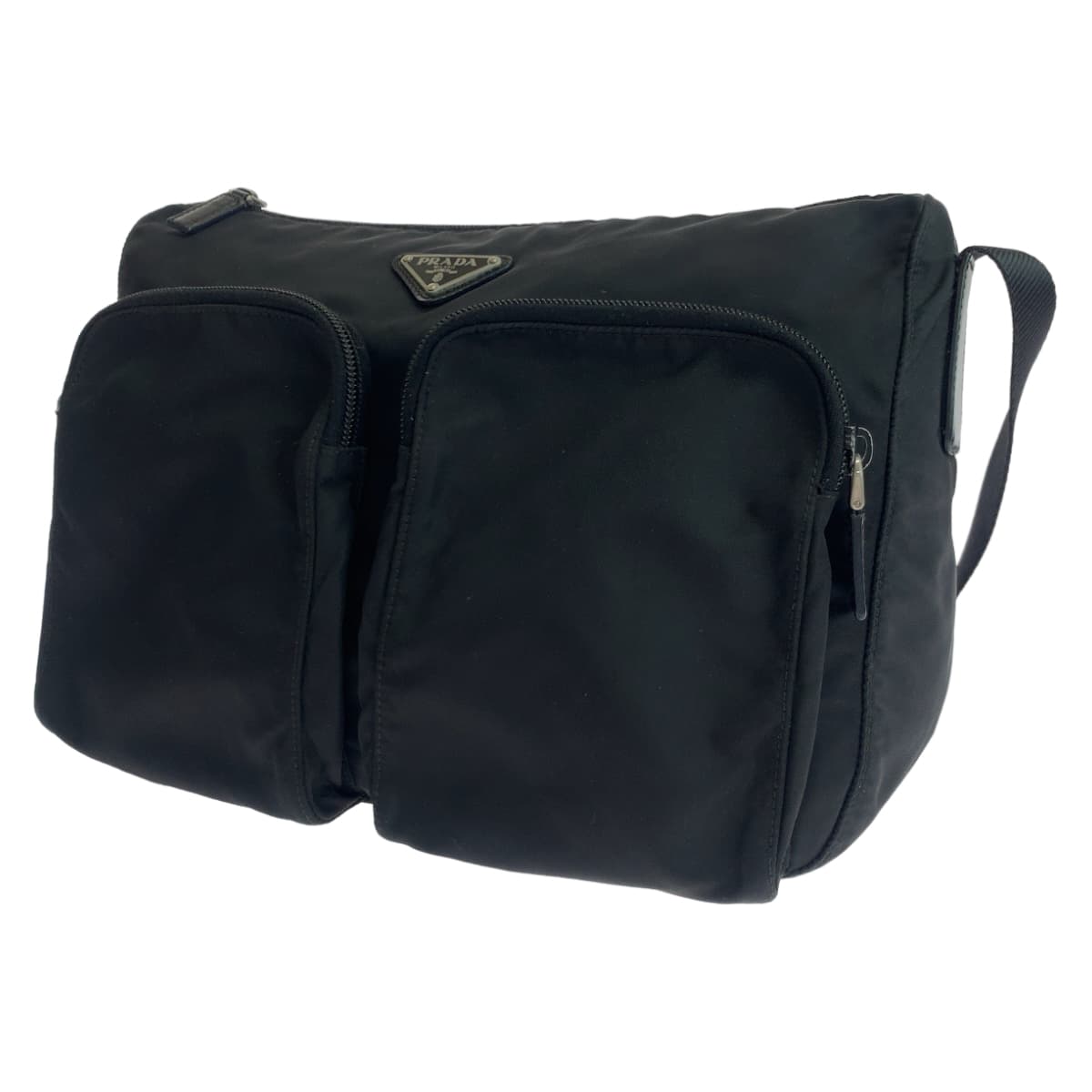 PRADA Tessuto Triangle Logo Plate Black Nylon Crossbody Shoulder Bag Messenger Bag Men's