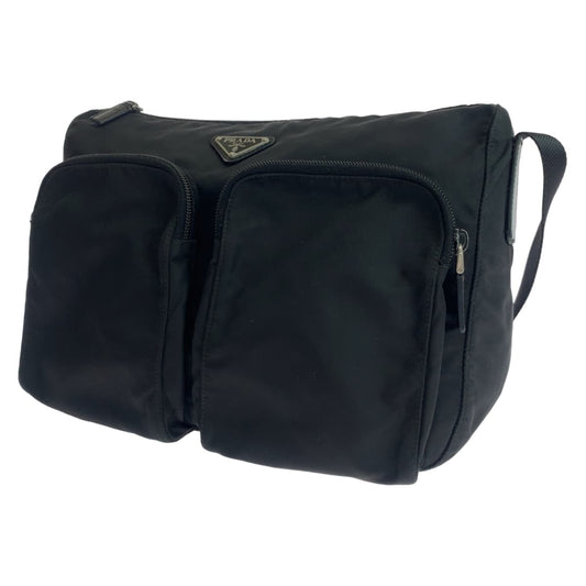 PRADA Tessuto Triangle Logo Plate Black Nylon Crossbody Shoulder Bag Messenger Bag Men's