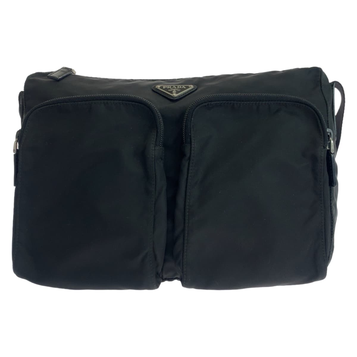 PRADA Tessuto Triangle Logo Plate Black Nylon Crossbody Shoulder Bag Messenger Bag Men's