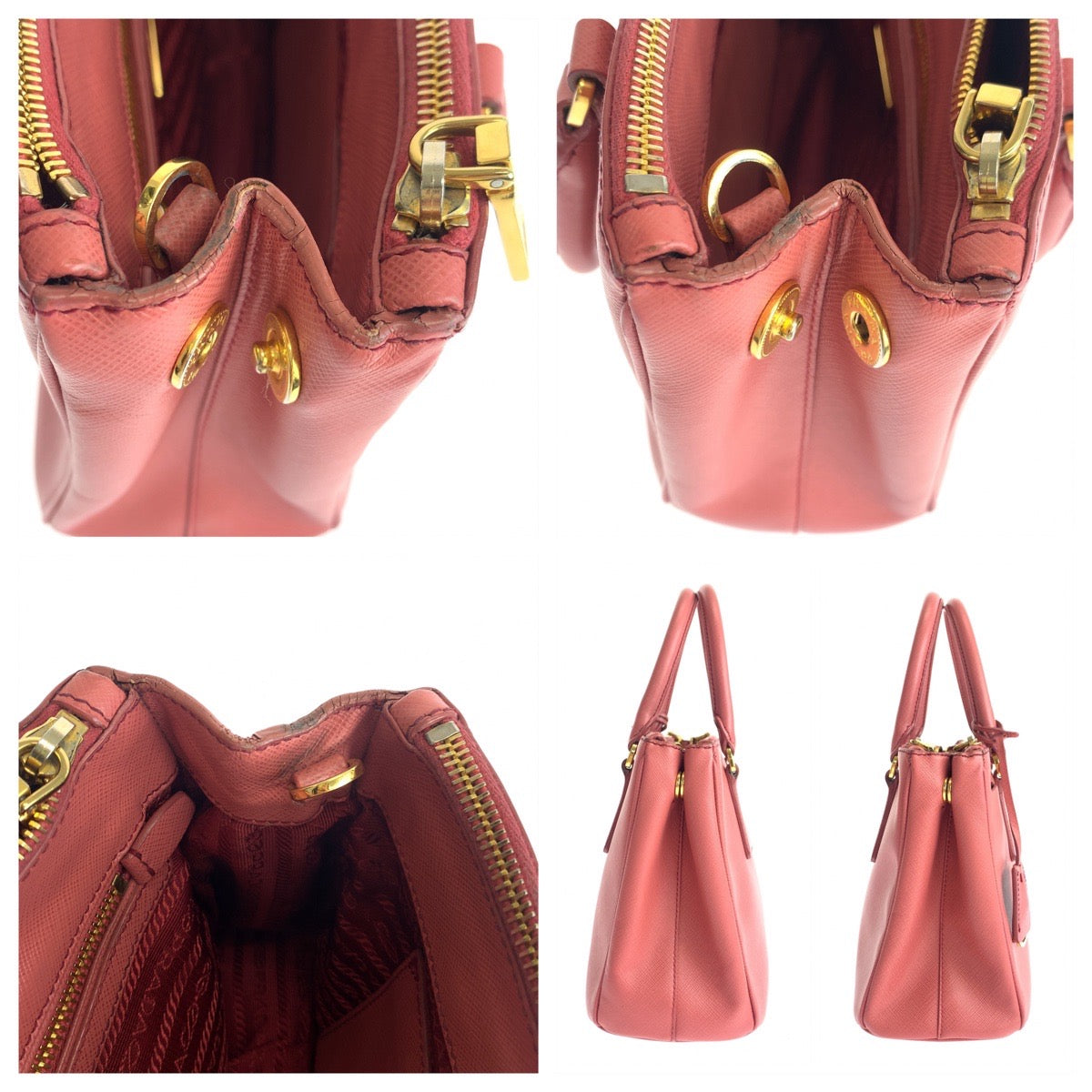 PRADA Prada Galleria Saffiano Pink Gold Hardware Leather BN2316 Shoulder Bag Handbag 2way Women's