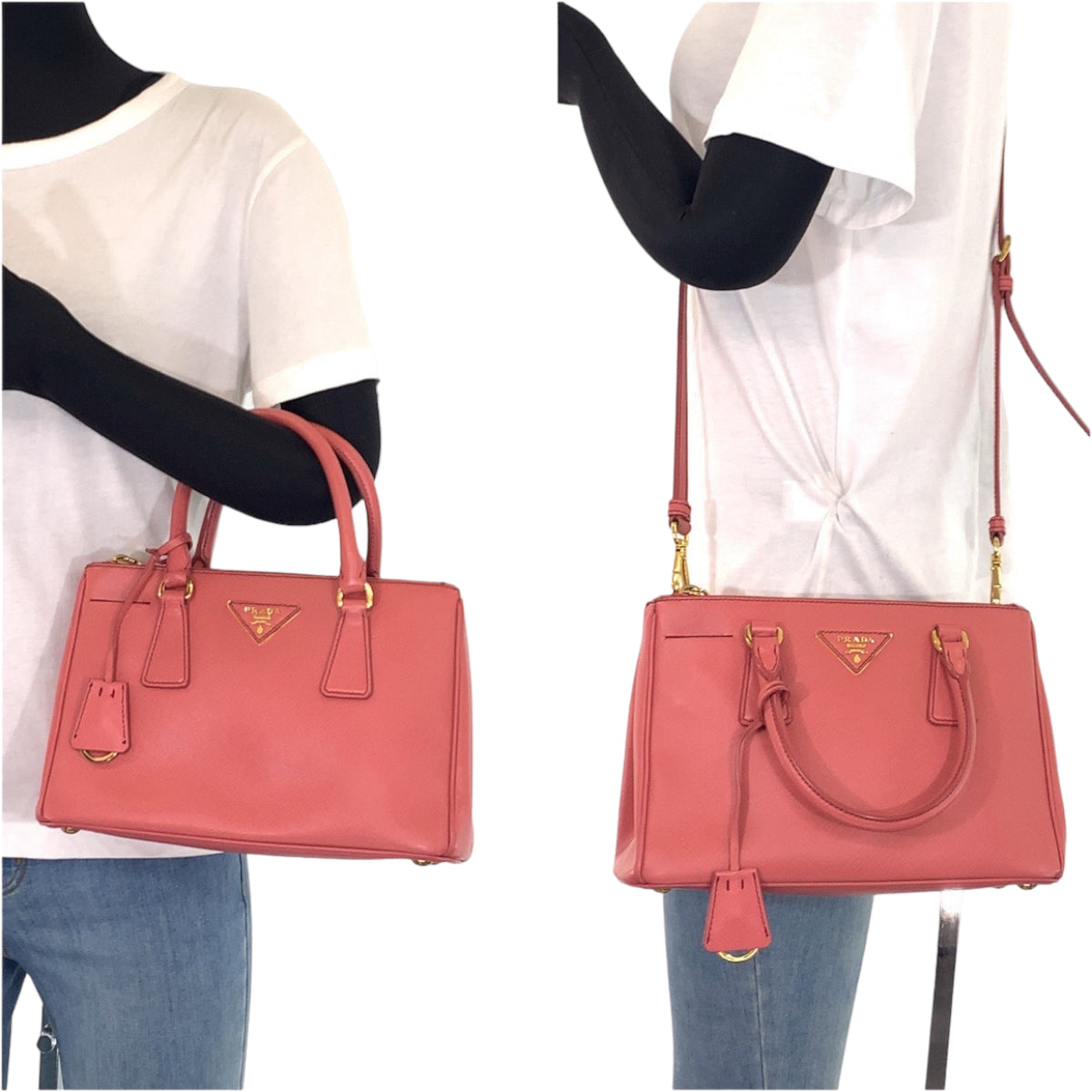 PRADA Prada Galleria Saffiano Pink Gold Hardware Leather BN2316 Shoulder Bag Handbag 2way Women's