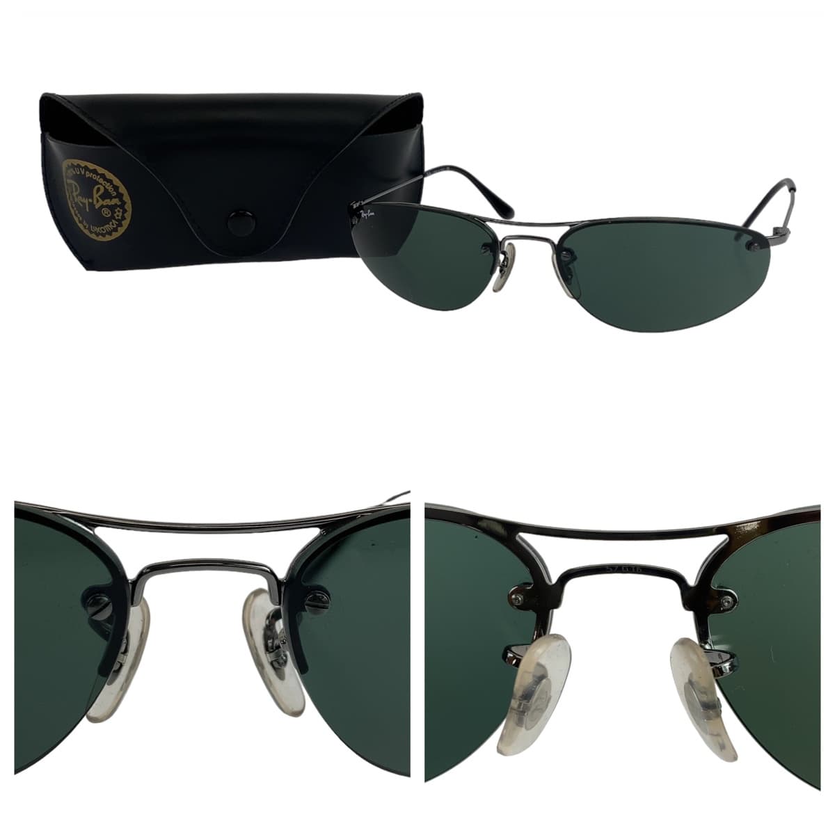 Ray-Ban Black Metal RB3155 004/71 57▫️16 Oval Sunglasses for Men